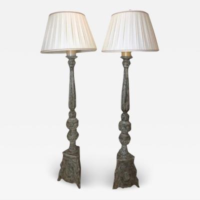 Dennis Leen 18th C Style Dennis Leen Carved Italian Floor Lamps a Pair