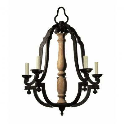 Dennis Leen 1990s Dennis Leen Louis XIV Wrought Iron Chandelier