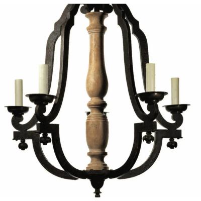 Dennis Leen 1990s Dennis Leen Louis XIV Wrought Iron Chandelier