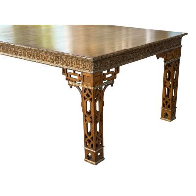 Dennis Leen Dennis Leen Chinese Chippendale Style Giltwood Walnut Dining Table