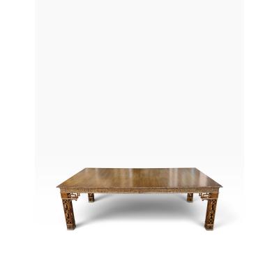 Dennis Leen Dennis Leen Chinese Chippendale Style Giltwood Walnut Dining Table