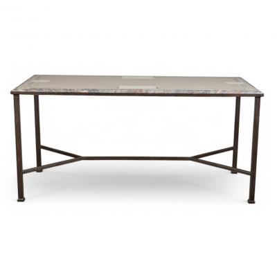 Dennis Leen Dennis Leen Formations Italian Wrought Iron Scagliola Marble Table