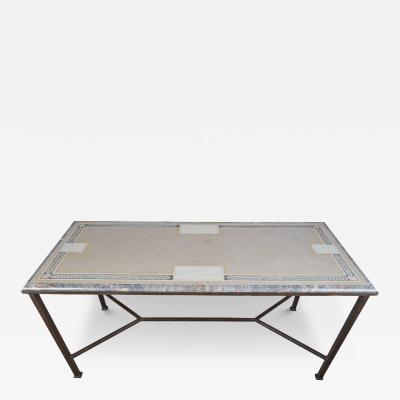 Dennis Leen Dennis Leen Formations Italian Wrought Iron Scagliola Marble Table