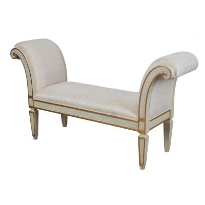 Dennis Leen Dennis Leen for Formations Gustavian Style Scroll Arm Painted Bench