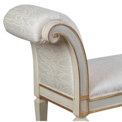 Dennis Leen Dennis Leen for Formations Gustavian Style Scroll Arm Painted Bench