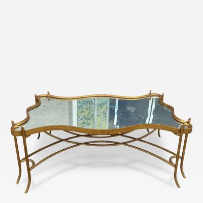 Dennis Leen Dennis and Leen Formations Gilded Iron Cocktail Table W Aged Mirror Tray Top