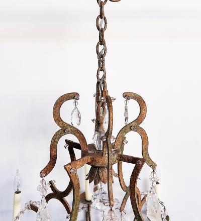 Dennis Leen Dennis and Leen Small Chateau Iron Chandelier Rock Crystal