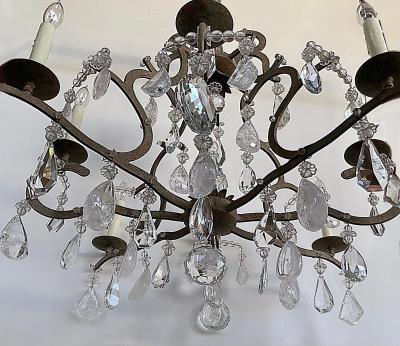 Dennis Leen Dennis and Leen Small Chateau Iron Chandelier Rock Crystal