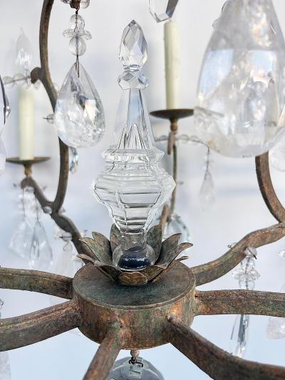 Dennis Leen Dennis and Leen Small Chateau Iron Chandelier Rock Crystal