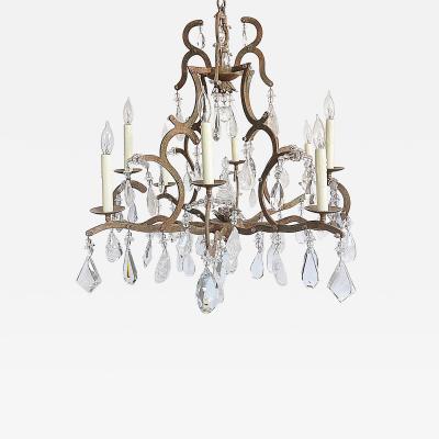 Dennis Leen Dennis and Leen Small Chateau Iron Chandelier Rock Crystal