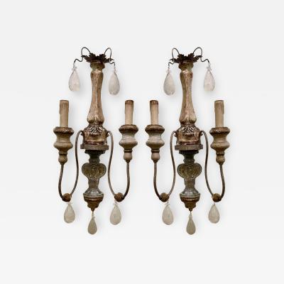 Dennis Leen Formations Dennis Leen Rock Crystal Wall Light Sconces a Pair