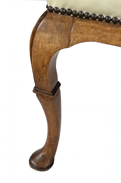 Dennis Leen Pair English Queen Anne Style Carved Walnut Shepherds Crook Armchairs