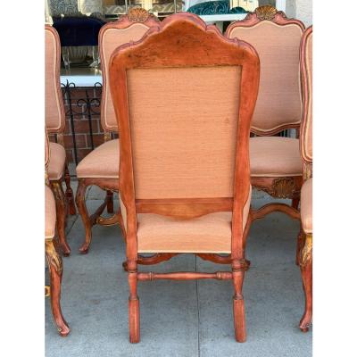 Dennis Leen Set of 10 Dennis and Leen Rococo Style Painted Giltwood Dining Chairs
