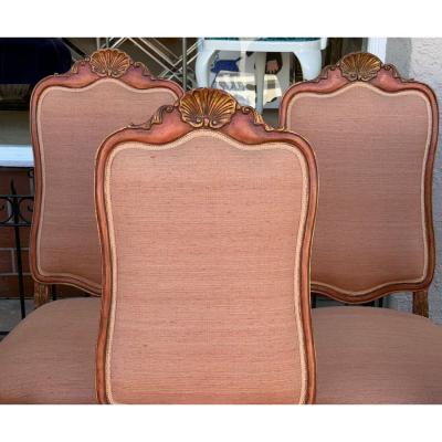 Dennis Leen Set of 10 Dennis and Leen Rococo Style Painted Giltwood Dining Chairs