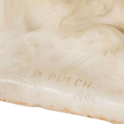 Denys Pierre Puech La Seine antique French marble figural sculpture by Denys Pierre Puech