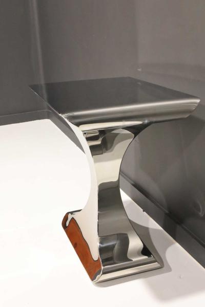 Derya Akdurak Megaron Side or Console Table in Lustrous Chrome Finish