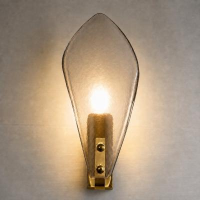 Designer Gray Sanded Leaf Murano Glass Wall Sconces Contemporary Set of 4