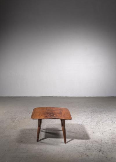 Devon Dennett Devon Dennett Studio Craft Mahogany and Walnut Burl Side Table USA 1947