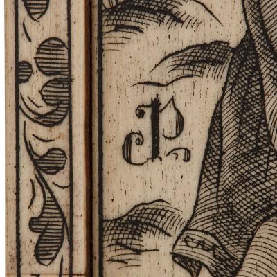 Devotional bone triptych engraved with depictions of the Madonna