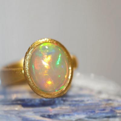 Devta Doolan Fine Mexican Crystal Opal 22k Gold One of a Kind Ring Devta Doolan 2024