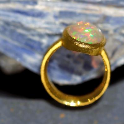 Devta Doolan Fine Mexican Crystal Opal 22k Gold One of a Kind Ring Devta Doolan 2024