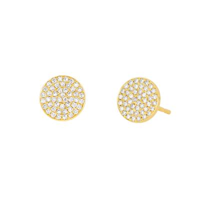 Diamond Disc Gold Stud Earrings