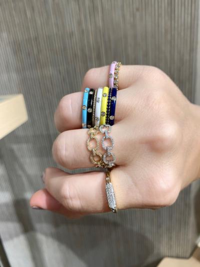 Diamond Enamel Stacking Rings