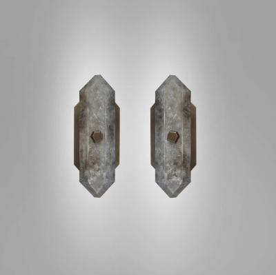 Diamond Form Smoky Rock Crystal Sconces by Phoenix