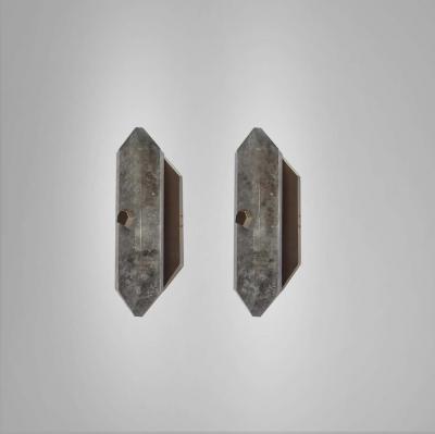 Diamond Form Smoky Rock Crystal Sconces by Phoenix