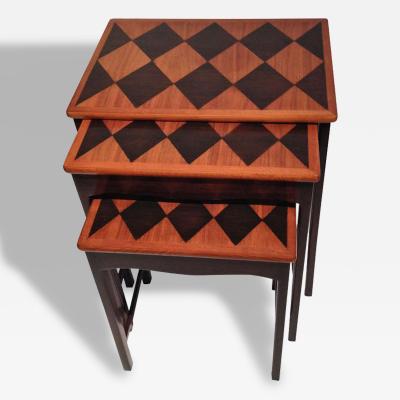 Diamond Marquetry Nesting Tables