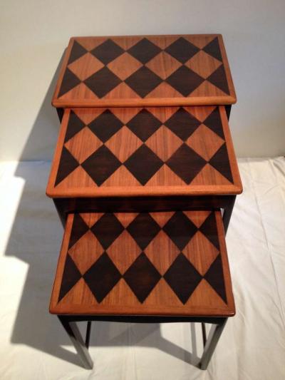 Diamond Marquetry Nesting Tables