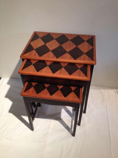 Diamond Marquetry Nesting Tables