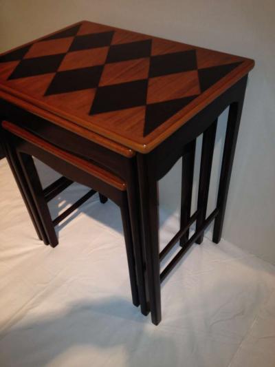 Diamond Marquetry Nesting Tables