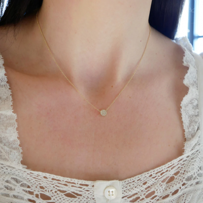 Diamond Mini Disc Gold Necklace