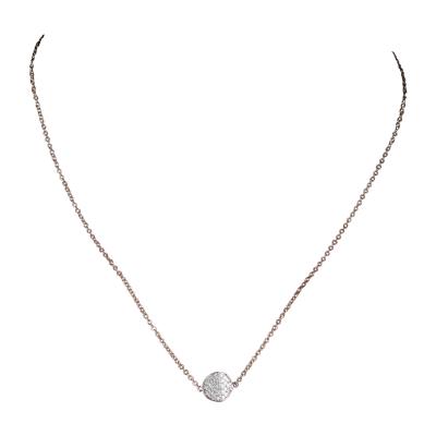 Diamond Pave Disc Floating Integral 18K White Gold Necklace