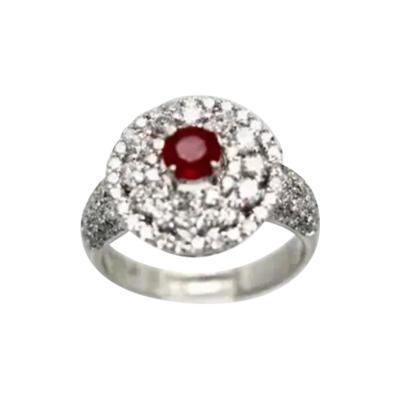 Diamond Target Ring 2 Carat Ruby Center 18 Karat