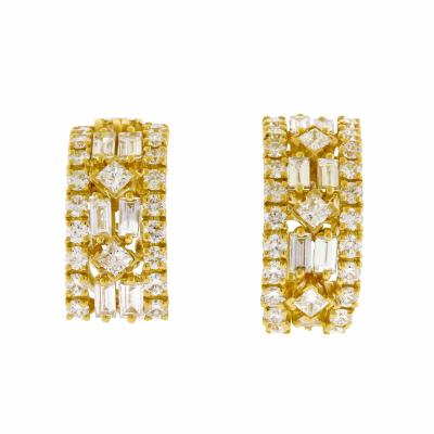 Diamond Wide Gold Hoop Earrings