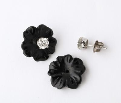 Diamond and Black Coral Earrings