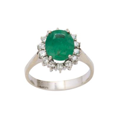 Diamond and Natural Emerald Gold Ring