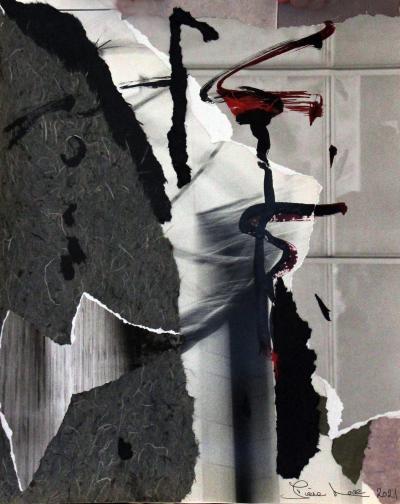 Diane Love Grey Study 2021 Grey and White Mixed Media Collage by Diane Love