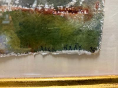 Dick Wray 20 x 16 Giltwood Frame Watercolor by Texas Artist Dick Wray