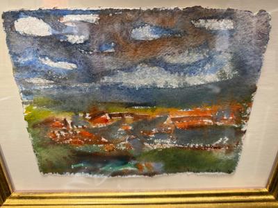 Dick Wray 20 x 16 Giltwood Frame Watercolor by Texas Artist Dick Wray