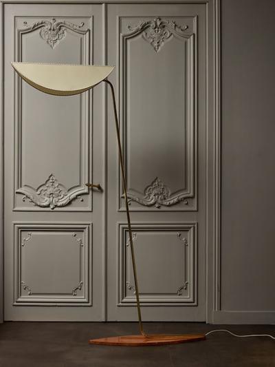 Diego Mardegan Floor Lamp in Marble Brass and paper by Diego Mardegan