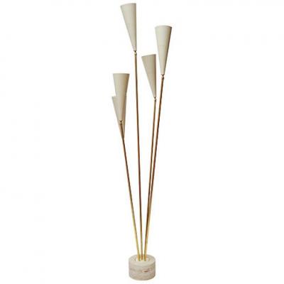 Diego Mardegan Travertine and Brass Midcentury Style Floor Lamp by Diego Mardegan