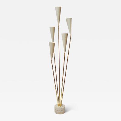 Diego Mardegan Travertine and Brass Midcentury Style Floor Lamp by Diego Mardegan