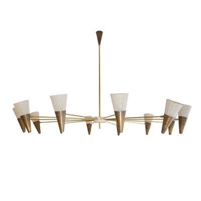 Diego Mardegan VINTAGE BRASS AND IVORY COLOUR SHADES CEILING LIGHT