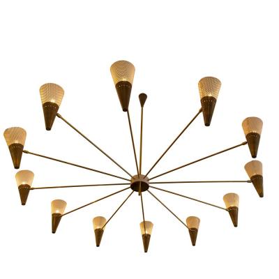 Diego Mardegan VINTAGE BRASS AND IVORY COLOUR SHADES CEILING LIGHT