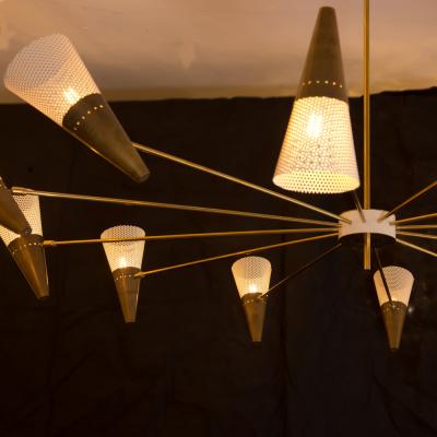 Diego Mardegan VINTAGE BRASS AND IVORY COLOUR SHADES CEILING LIGHT