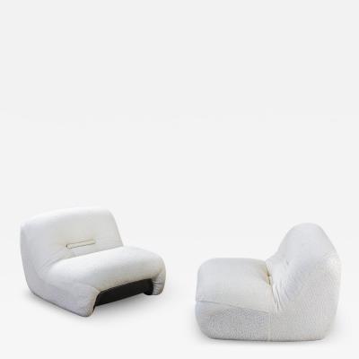 Diego Mattu Diego Mattu Pair of Armchairs Mod Mal for 1p in White Fabric