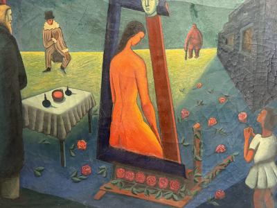 Diego Rivera MONUMENTAL FANTASTICAL MULTI FIGURE SURREALIST PAINTING 1940S